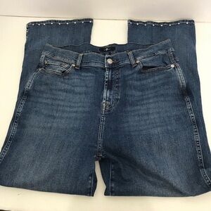 7 For All Mankind Women’s High Waisted Slim Kick With Studs Jeans Size 32
